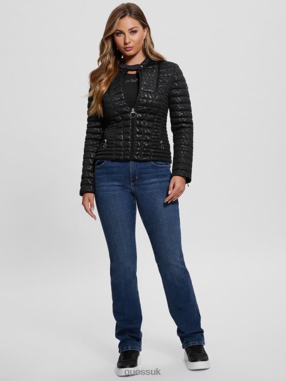 GUESS Women Vona Quilted Logo Jacket Black Apparel V28V61987
