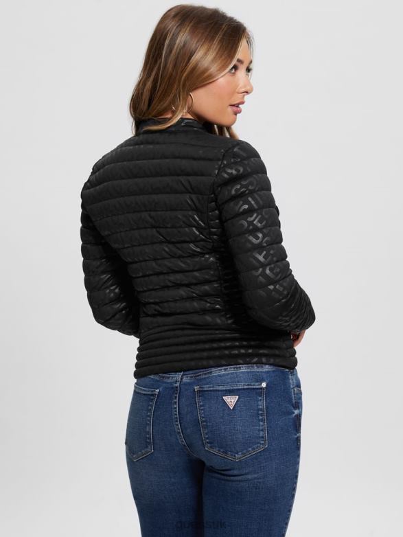 GUESS Women Vona Quilted Logo Jacket Black Apparel V28V61987