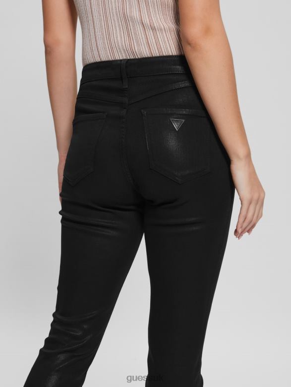 GUESS Women 1981 Coated Skinny Jeans Jet Black Multi Apparel V28V6246