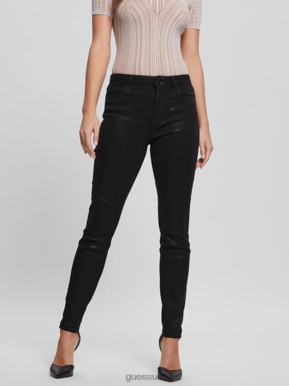 GUESS Women 1981 Coated Skinny Jeans Jet Black Multi Apparel V28V6246