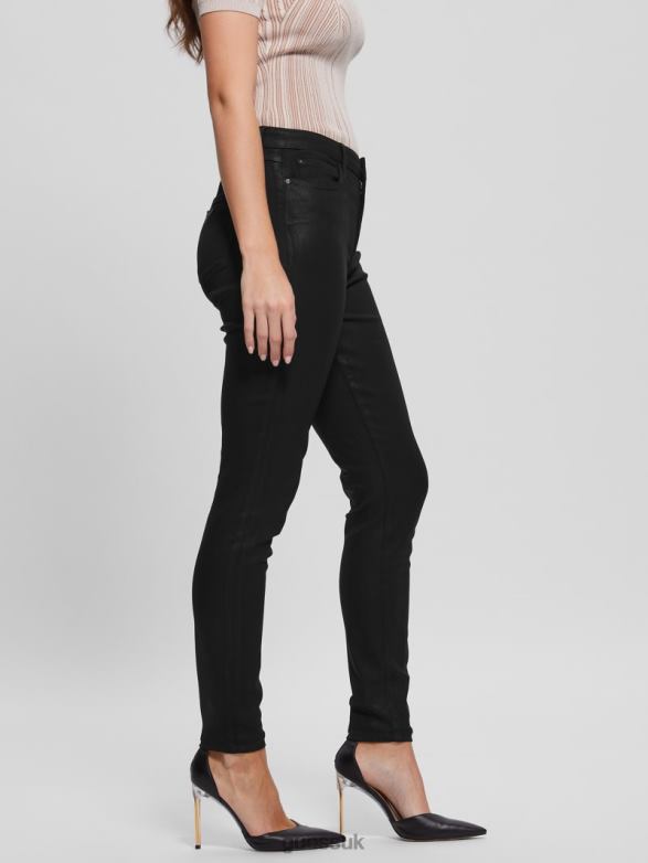GUESS Women 1981 Coated Skinny Jeans Jet Black Multi Apparel V28V6246