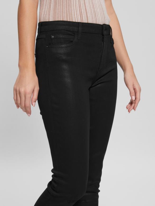 GUESS Women 1981 Coated Skinny Jeans Jet Black Multi Apparel V28V6246