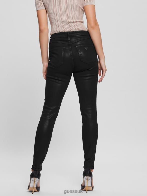 GUESS Women 1981 Coated Skinny Jeans Jet Black Multi Apparel V28V6246