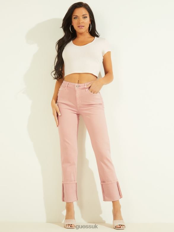 GUESS Women 1981 Cuffed Straight Jeans Rose Bliss Multi Apparel V28V6203