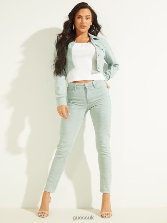 GUESS Women 1981 Dyed Geo Skinny Jeans Color Cube Aqua Apparel V28V6252