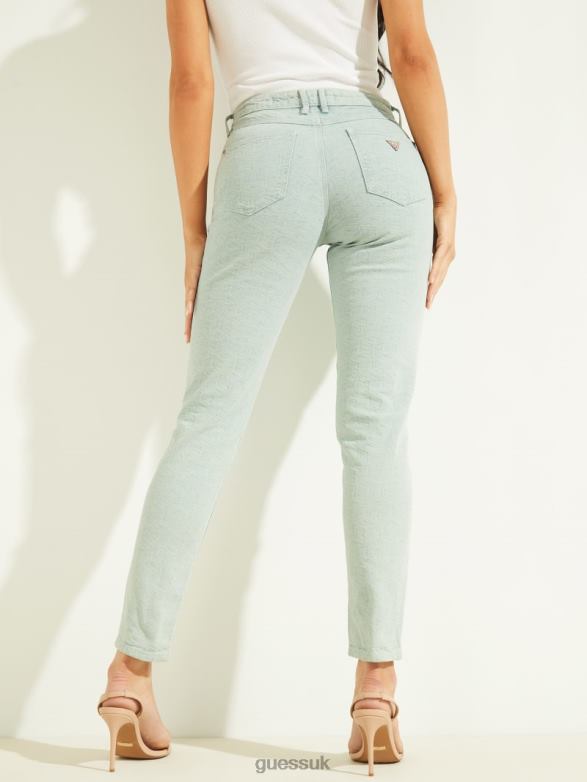 GUESS Women 1981 Dyed Geo Skinny Jeans Color Cube Aqua Apparel V28V6252