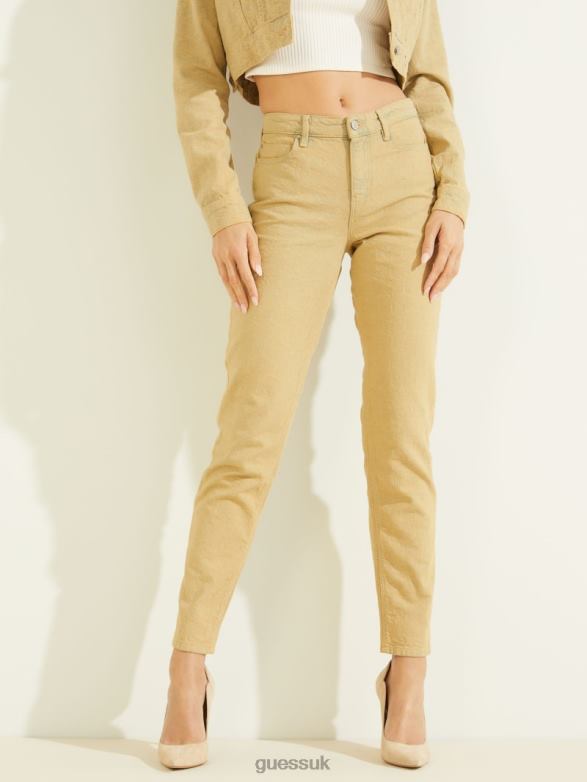 GUESS Women 1981 Dyed Geo Skinny Jeans Color Cube Yellow Apparel V28V6257