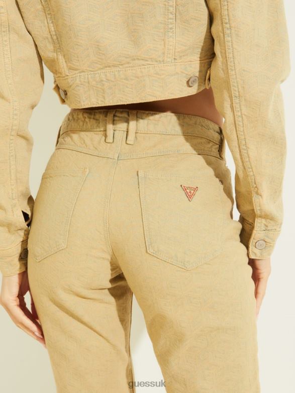 GUESS Women 1981 Dyed Geo Skinny Jeans Color Cube Yellow Apparel V28V6257