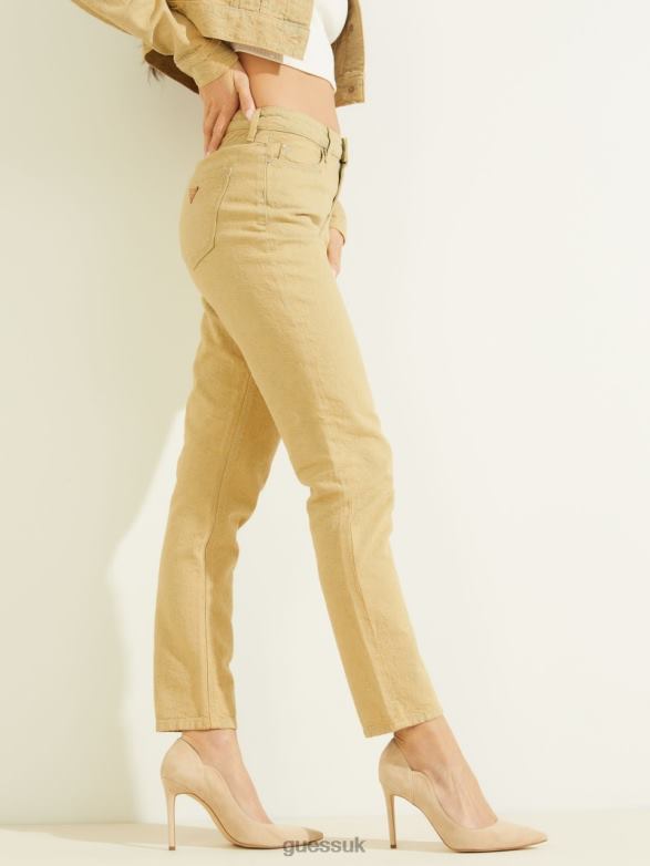 GUESS Women 1981 Dyed Geo Skinny Jeans Color Cube Yellow Apparel V28V6257