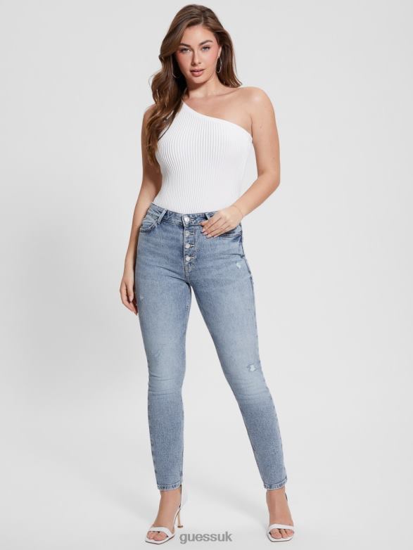GUESS Women 1981 Exposed Button-Fly Skinny Jeans Theatre Apparel V28V65