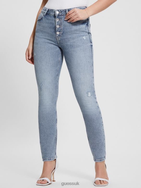 GUESS Women 1981 Exposed Button-Fly Skinny Jeans Theatre Apparel V28V65