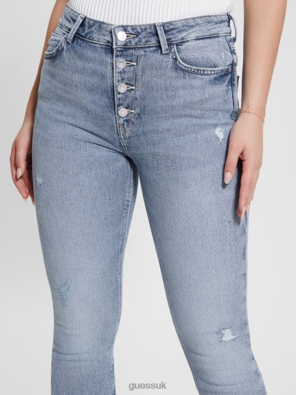 GUESS Women 1981 Exposed Button-Fly Skinny Jeans Theatre Apparel V28V65