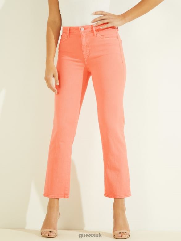 GUESS Women 1981 High-Rise Straight Jeans Peach Touch Multi Apparel V28V6233