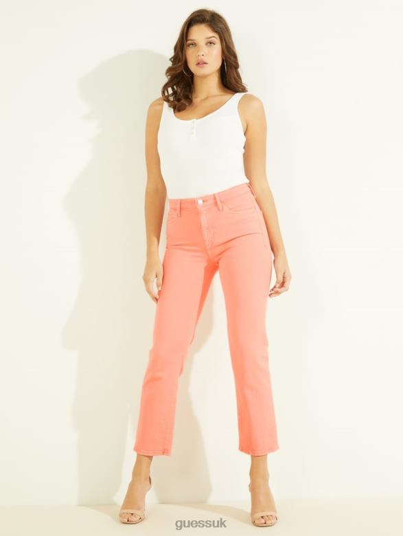 GUESS Women 1981 High-Rise Straight Jeans Peach Touch Multi Apparel V28V6233