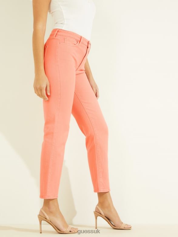 GUESS Women 1981 High-Rise Straight Jeans Peach Touch Multi Apparel V28V6233