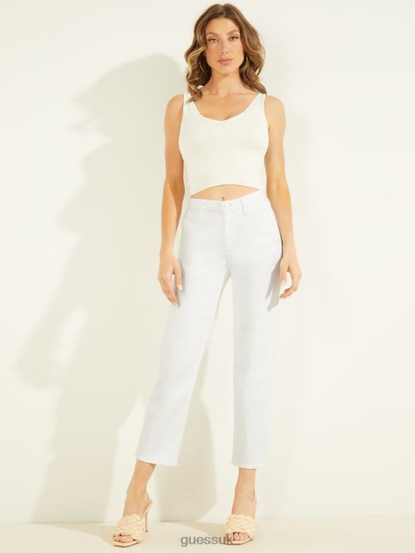 GUESS Women 1981 High-Rise Straight Jeans Pure White Apparel V28V6191
