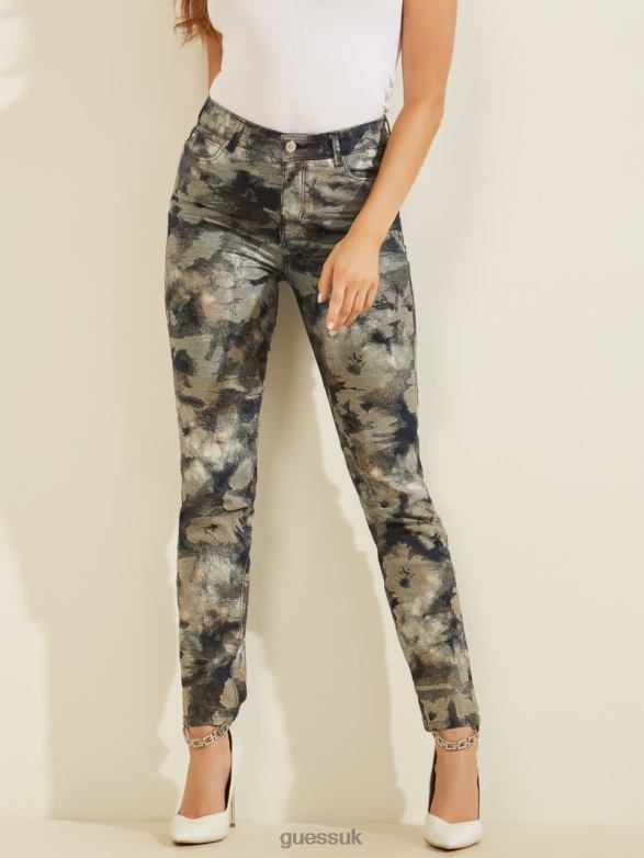 GUESS Women 1981 Metallic Floral Skinny Jeans Heze Apparel V28V6237