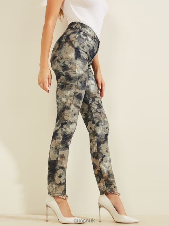 GUESS Women 1981 Metallic Floral Skinny Jeans Heze Apparel V28V6237