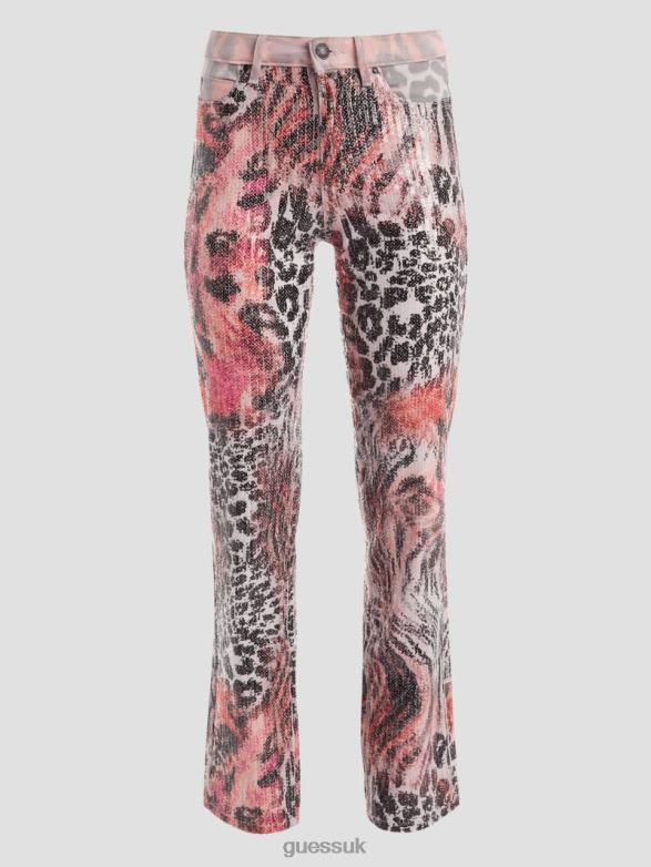 GUESS Women 1981 Mixed Print Straight Jeans Passion Wild Apparel V28V6286