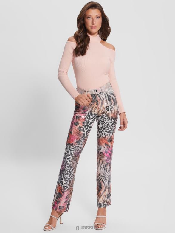 GUESS Women 1981 Mixed Print Straight Jeans Passion Wild Apparel V28V6286