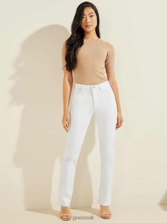 GUESS Women 1981 Straight Jeans Pure White Multi Apparel V28V6209
