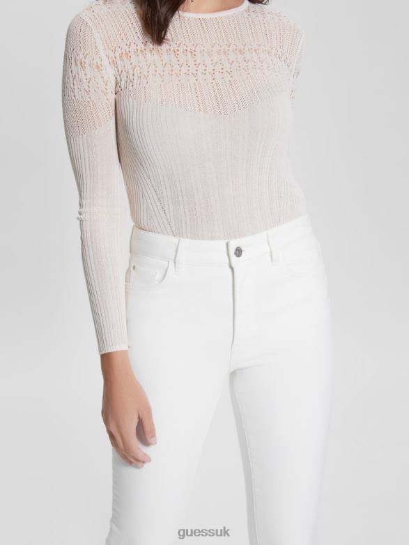 GUESS Women Alpha High-Rise Skinny Jeans Pure White Apparel V28V6104