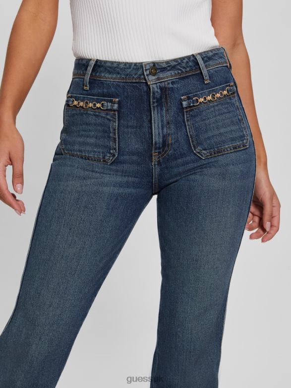 GUESS Women Eco 1981 High-Rise Straight Jeans Koipond Blue Apparel V28V659