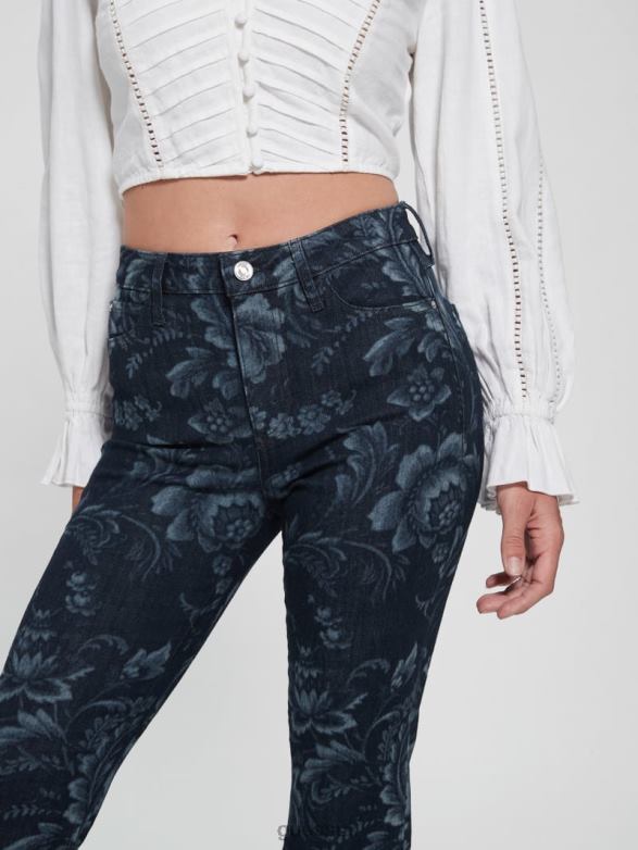GUESS Women Eco Adeline Floral High-Rise Flare Jeans Wild Flower Laser Print Apparel V28V6127