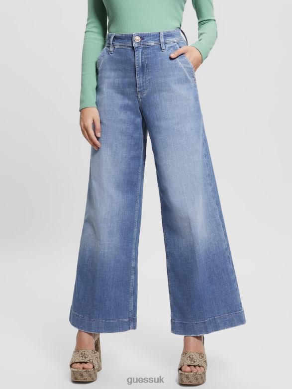 GUESS Women Eco Dakota Cropped Wide-Leg Jeans Genial Apparel V28V64