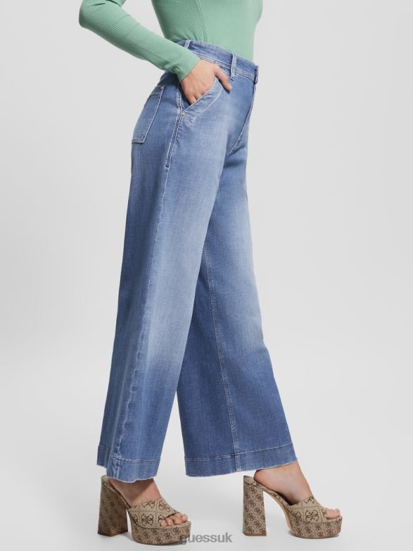 GUESS Women Eco Dakota Cropped Wide-Leg Jeans Genial Apparel V28V64