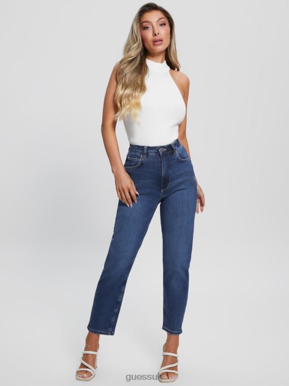 GUESS Women Eco Dark Indigo Mom Jeans Rt Grounds Apparel V28V640