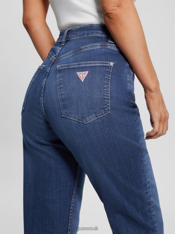 GUESS Women Eco Dark Indigo Mom Jeans Rt Grounds Apparel V28V640