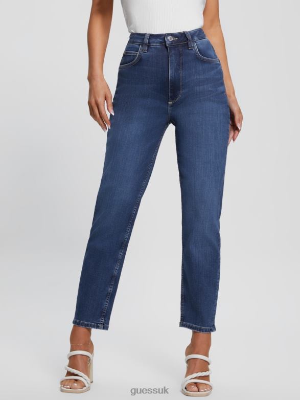 GUESS Women Eco Dark Indigo Mom Jeans Rt Grounds Apparel V28V640