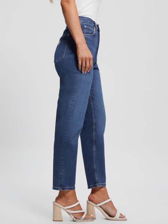 GUESS Women Eco Dark Indigo Mom Jeans Rt Grounds Apparel V28V640