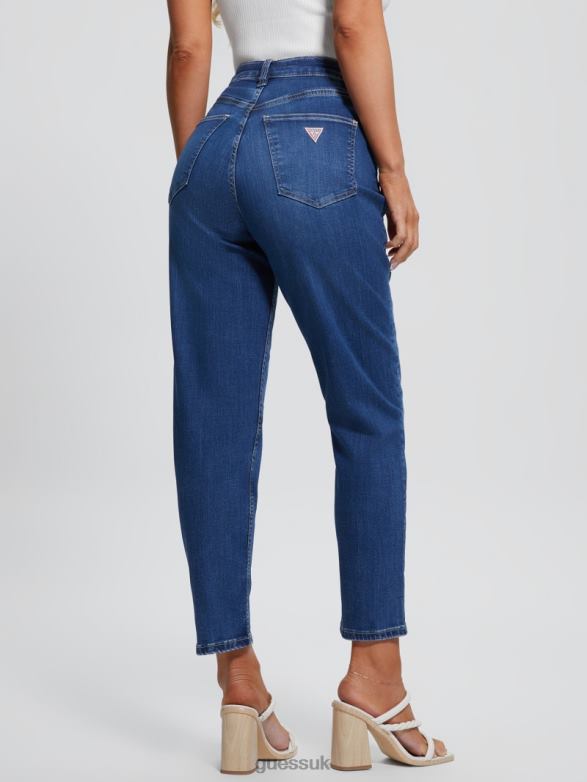 GUESS Women Eco Dark Indigo Mom Jeans Rt Grounds Apparel V28V640