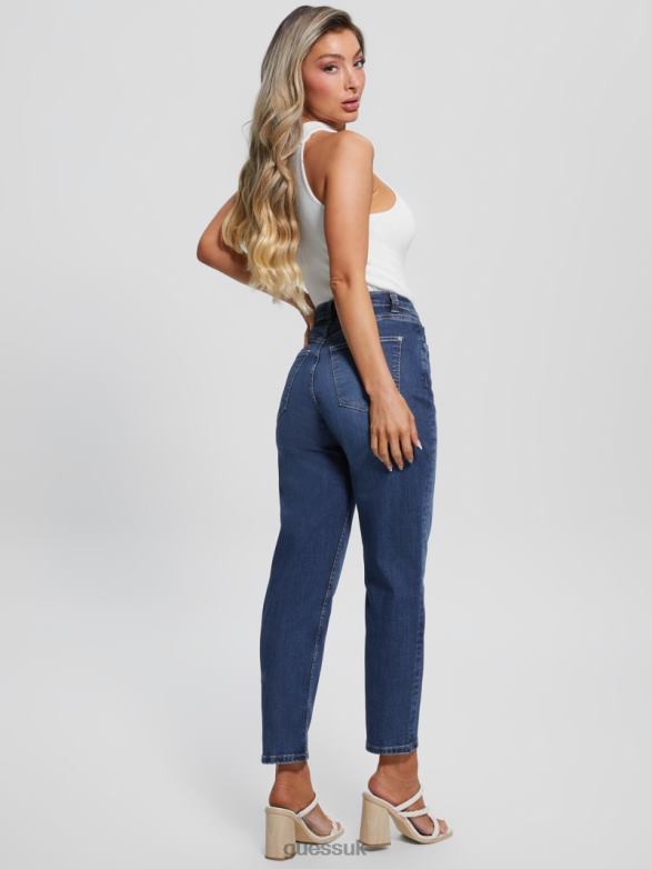 GUESS Women Eco Dark Indigo Mom Jeans Rt Grounds Apparel V28V640