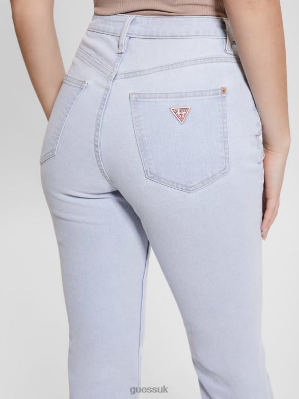 GUESS Women Eco Destroyed Mom Jeans Brightstone Blue Apparel V28V619