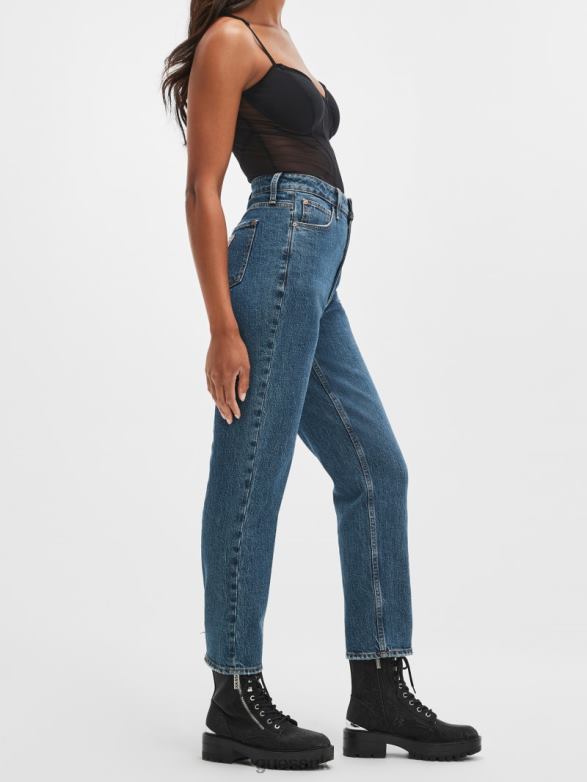 GUESS Women Eco Distressed Mom Jeans Rubicon Medium Apparel V28V6119