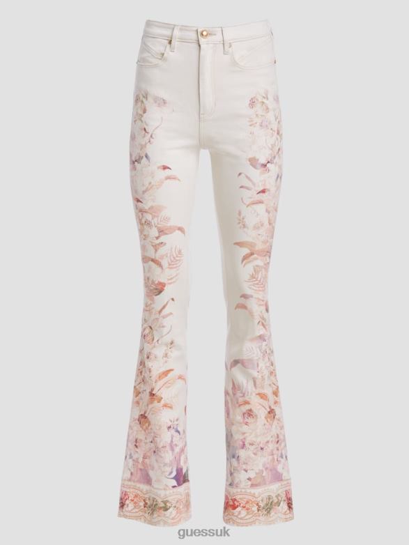 GUESS Women Eco Pop '70s Floral Print Flare Jeans Harmony W Apparel V28V686
