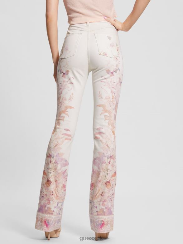 GUESS Women Eco Pop '70s Floral Print Flare Jeans Harmony W Apparel V28V686