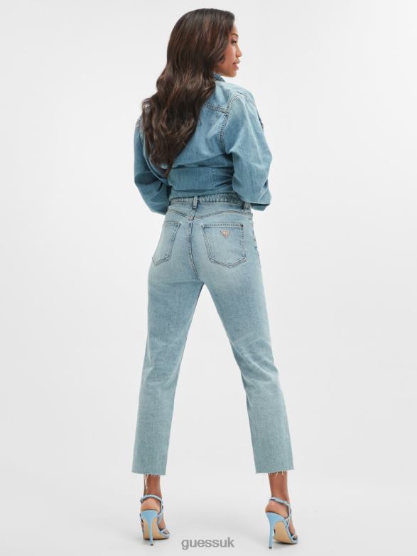 GUESS Women Eco Slim Mom Jeans Moonstone Blue Apparel V28V656