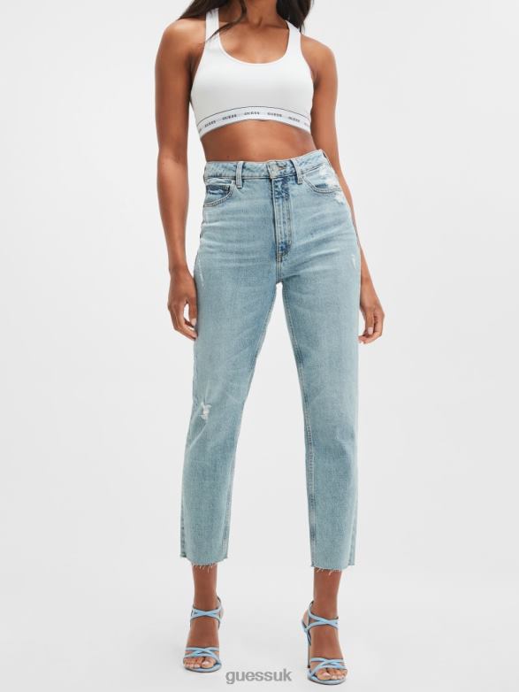 GUESS Women Eco Slim Mom Jeans Moonstone Blue Apparel V28V656