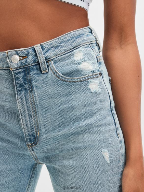 GUESS Women Eco Slim Mom Jeans Moonstone Blue Apparel V28V656