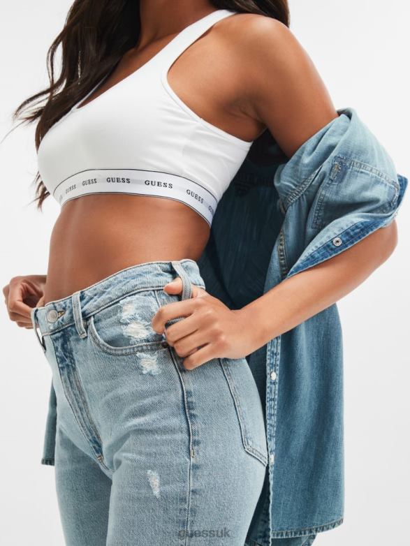 GUESS Women Eco Slim Mom Jeans Moonstone Blue Apparel V28V656