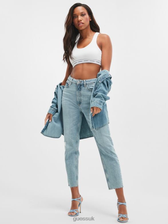 GUESS Women Eco Slim Mom Jeans Moonstone Blue Apparel V28V656