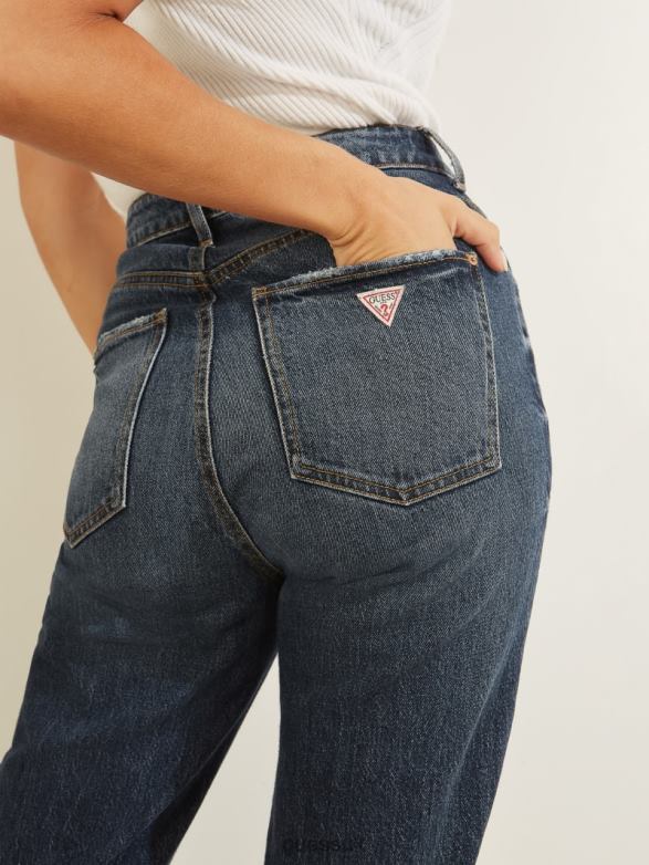 GUESS Women Eco Slim Mom Jeans Rubicon Dark Apparel V28V6204