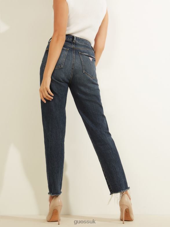 GUESS Women Eco Slim Mom Jeans Rubicon Dark Apparel V28V6204