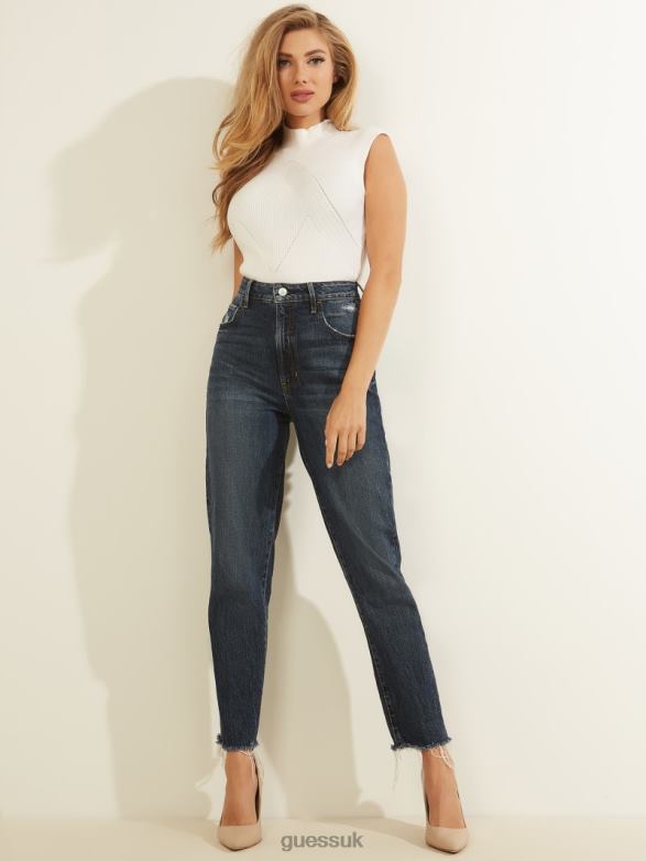 GUESS Women Eco Slim Mom Jeans Rubicon Dark Apparel V28V6204