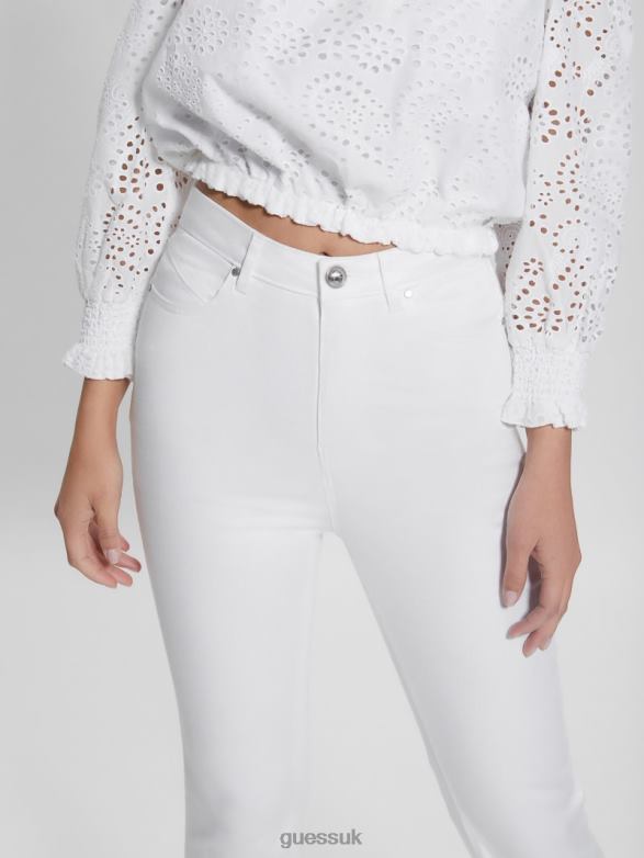GUESS Women Embroidered Flared Pants Pure White Apparel V28V698