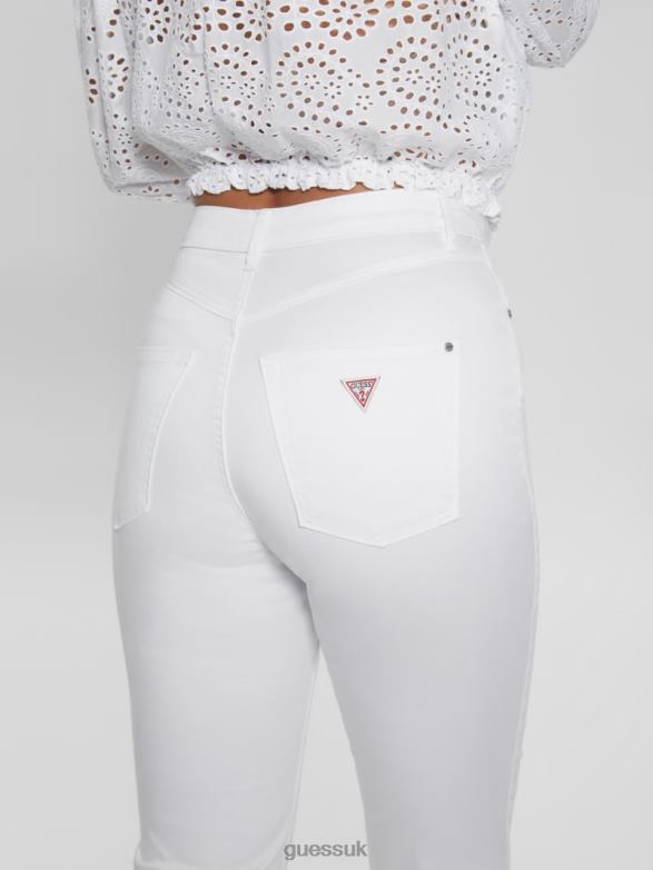 GUESS Women Embroidered Flared Pants Pure White Apparel V28V698